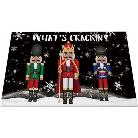 Nutcracker Placemats Christmas Decor Xmas Holiday Black Table Decorations Set 4 - Picture 6 of 6